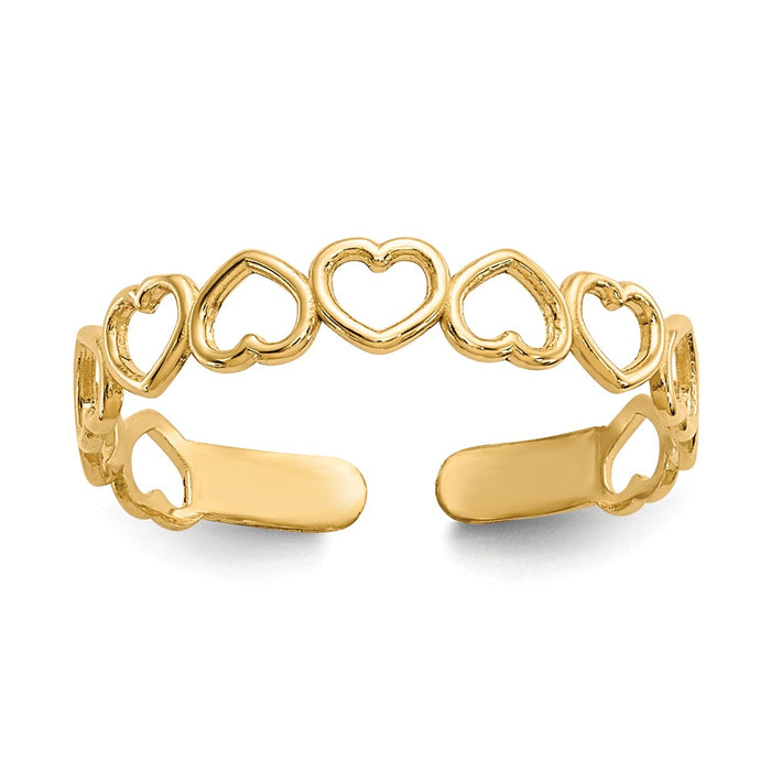 14k Yellow Gold Open Hearts Toe Ring