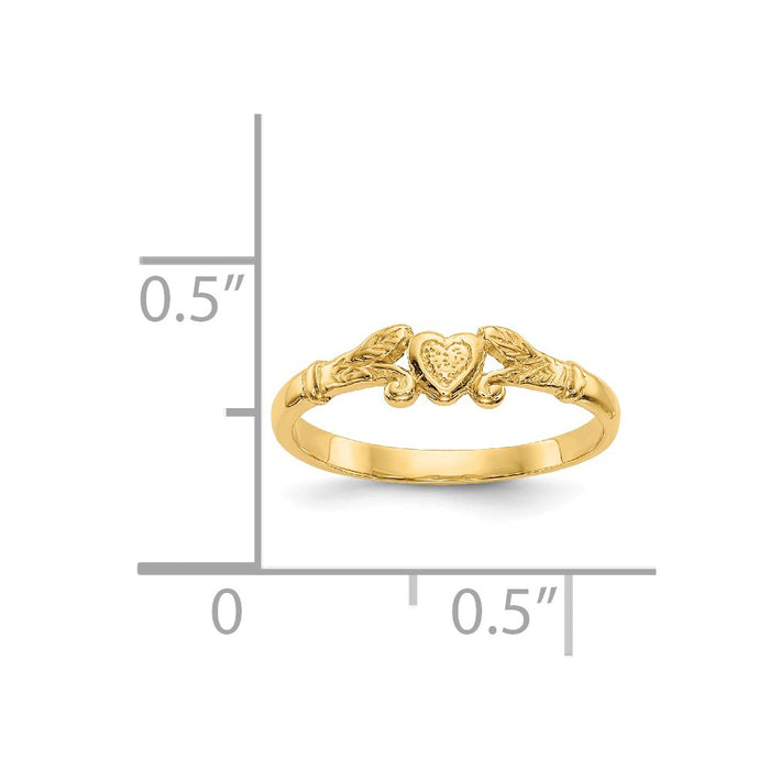 14k Yellow Gold Heart Baby Ring, Size: 1