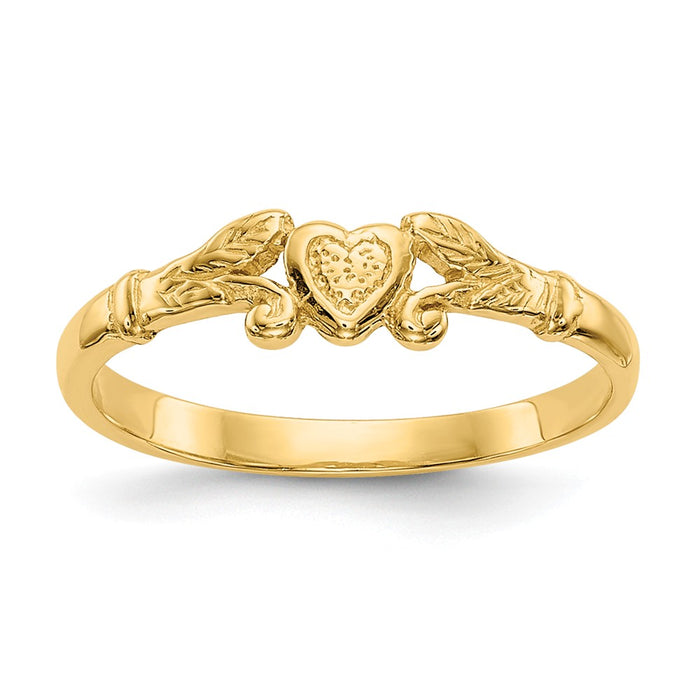 14k Yellow Gold Heart Baby Ring, Size: 1