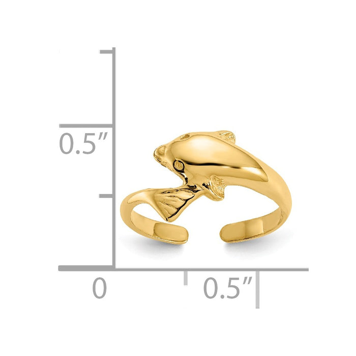 14k Yellow Gold Dolphin Toe Ring