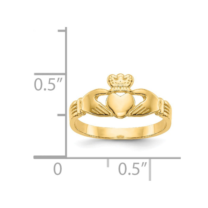 14k Yellow Gold Baby Claddagh Ring, Size: 3