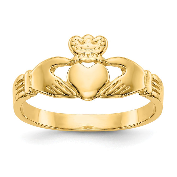 14k Yellow Gold Baby Claddagh Ring, Size: 3