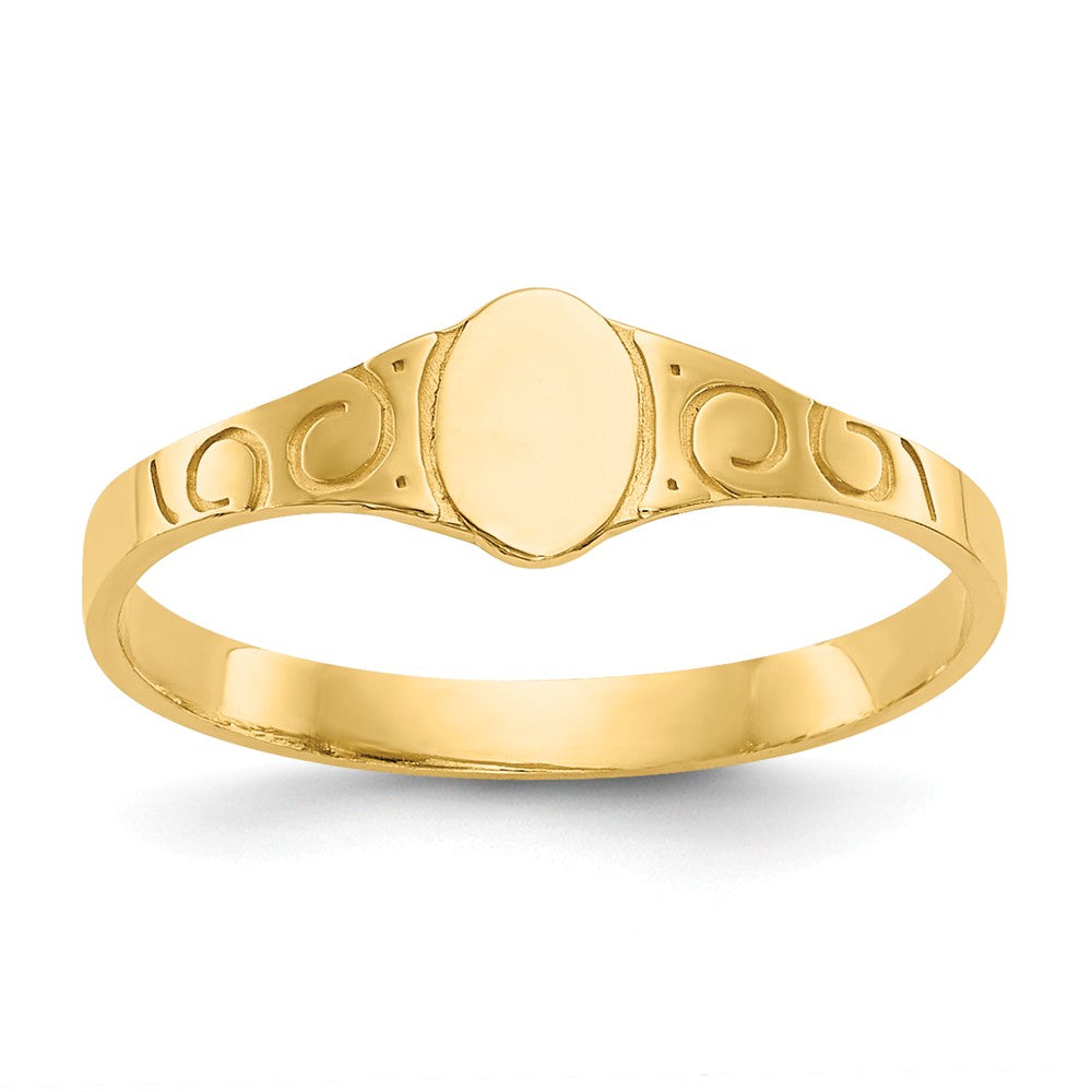 14k Yellow Gold Oval Baby Signet Ring, Size: 3