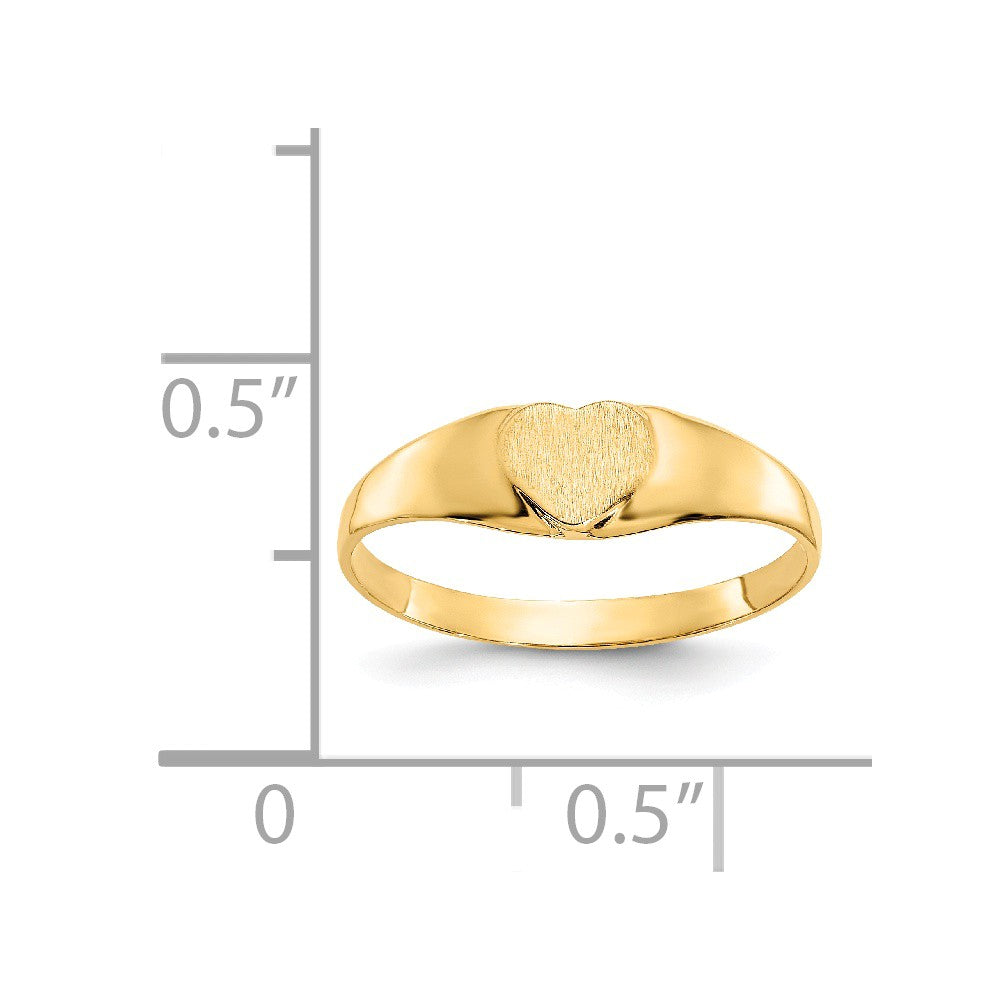 14k Yellow Gold Baby Heart Signet Ring, Size: 3