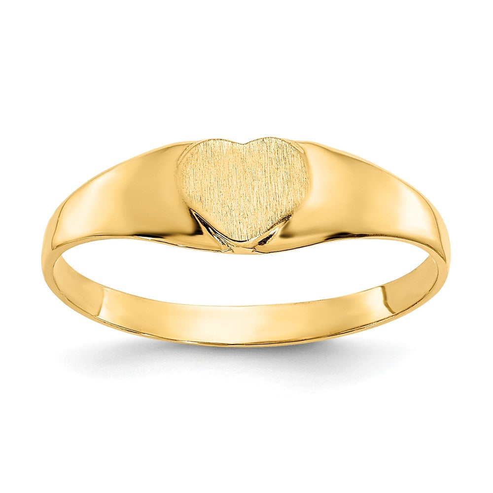 14k Yellow Gold Baby Heart Signet Ring, Size: 3