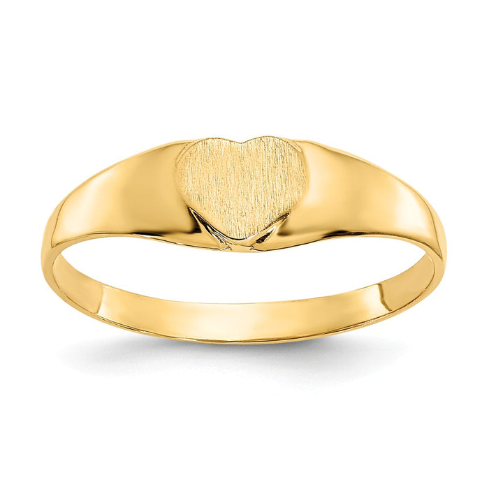 14k Yellow Gold Baby Heart Signet Ring, Size: 3