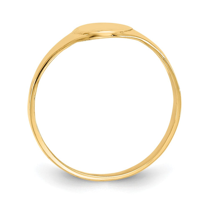 14k Yellow Gold High Polished Oval Baby Signet Ring, Size: 1