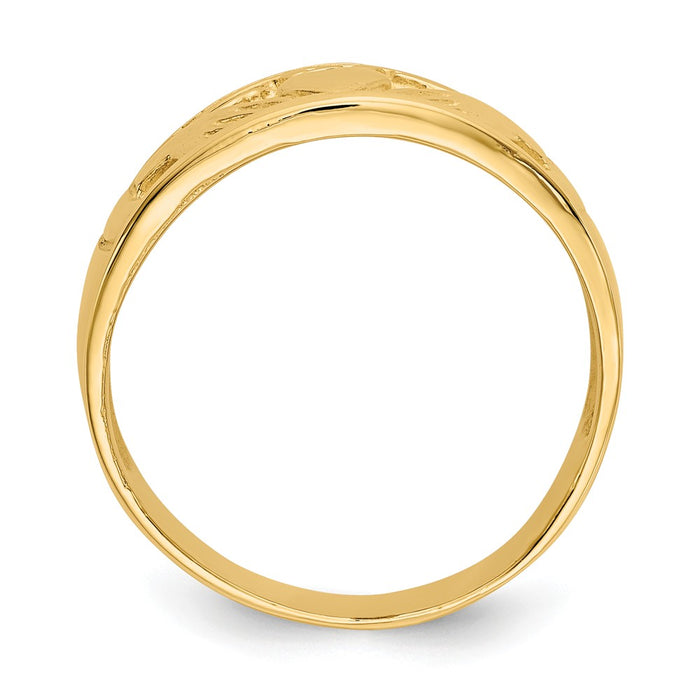 14k Yellow Gold Ladies Claddagh Ring, Size: 6