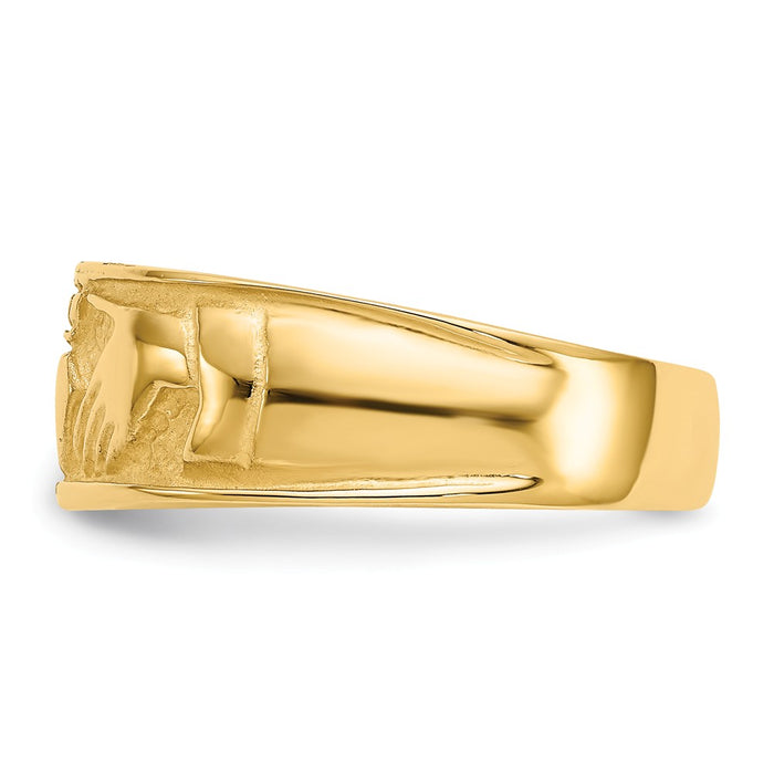 14k Yellow Gold Ladies Claddagh Ring, Size: 6