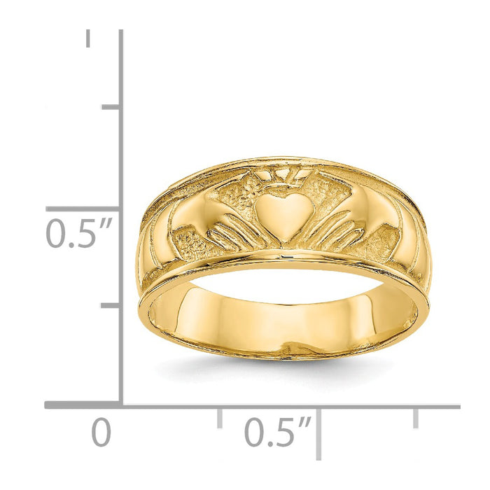 14k Yellow Gold Ladies Claddagh Ring, Size: 6