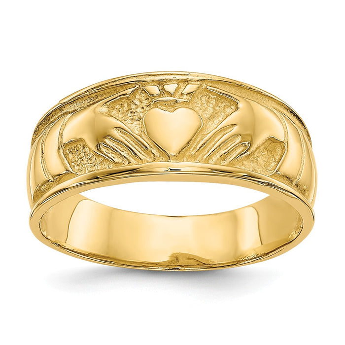 14k Yellow Gold Ladies Claddagh Ring, Size: 6
