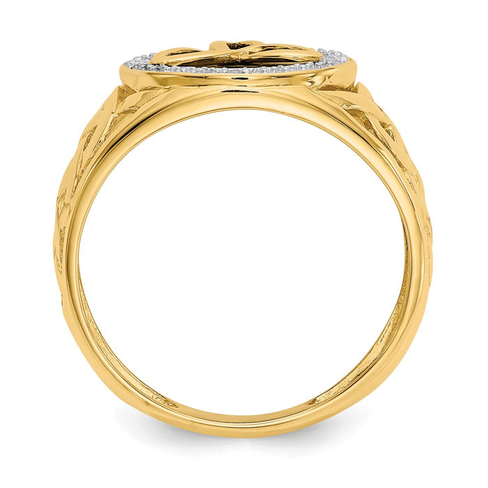 14k Yellow Gold and Rhodium Onyx Diamond Men's Ring, Size: 10