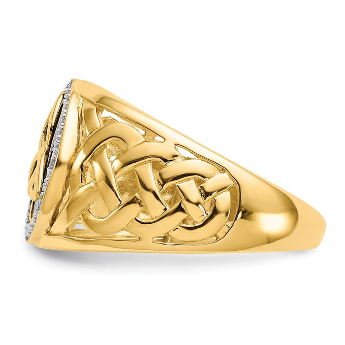 14k Yellow Gold and Rhodium Onyx Diamond Men's Ring, Size: 10