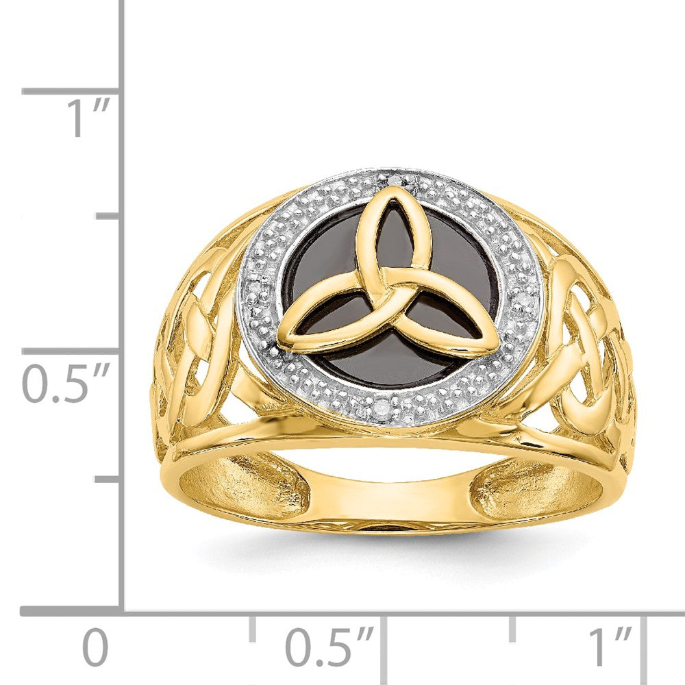 14k Yellow Gold and Rhodium Onyx Diamond Men's Ring, Size: 10