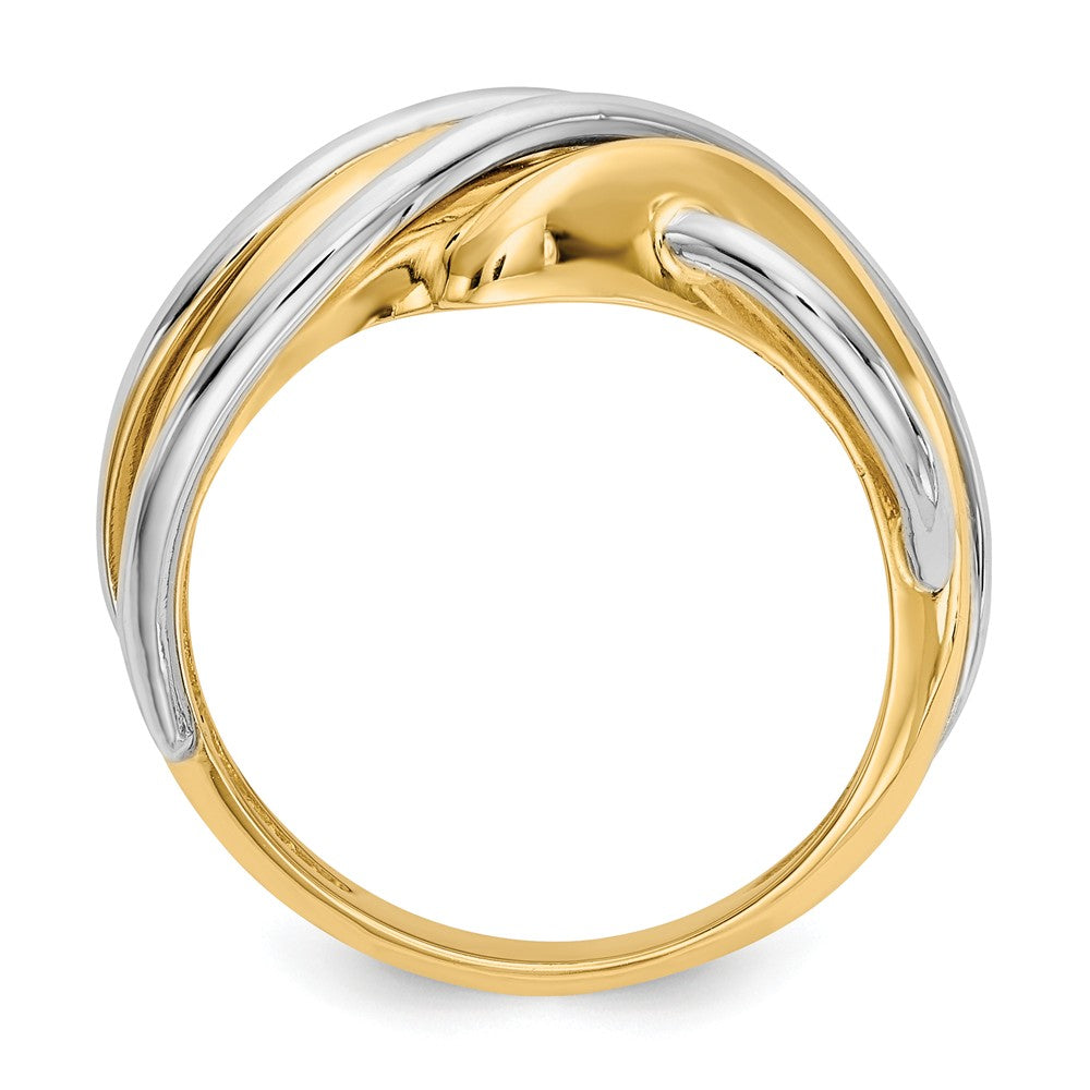 14k Two-Tone Gold Wave Ring, Size: 7