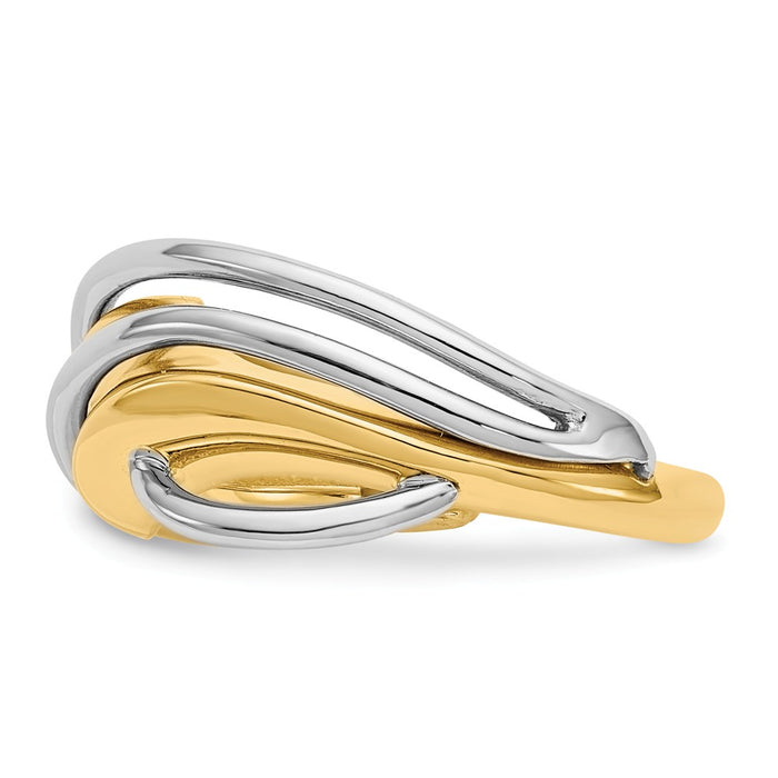 14k Two-Tone Gold Wave Ring, Size: 7