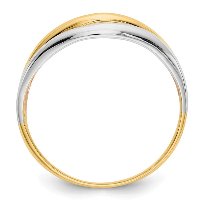 14K Tri-Color Gold Open Fancy Ring, Size: 7