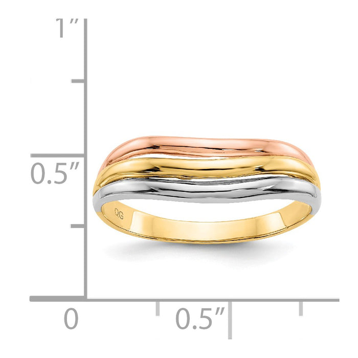 14K Tri-Color Gold Open Fancy Ring, Size: 7