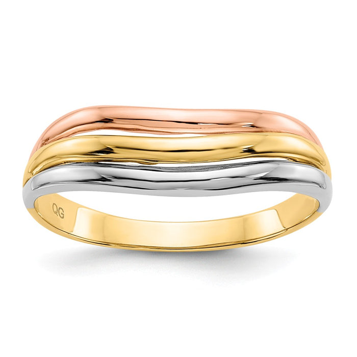 14K Tri-Color Gold Open Fancy Ring, Size: 7