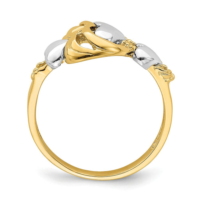 14k Two-Tone Gold Hearts Ring, Size: 6