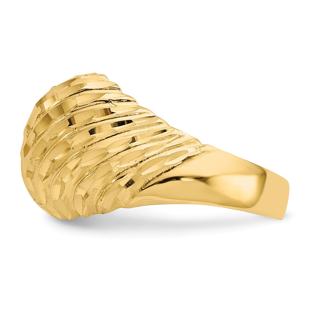 Anillo abombado de oro amarillo de 14 quilates con corte de diamante, talla: 6