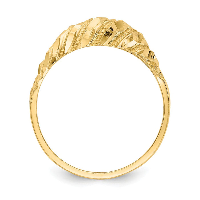 14k Yellow Gold Diamond-cut Dome Ring, Size: 6