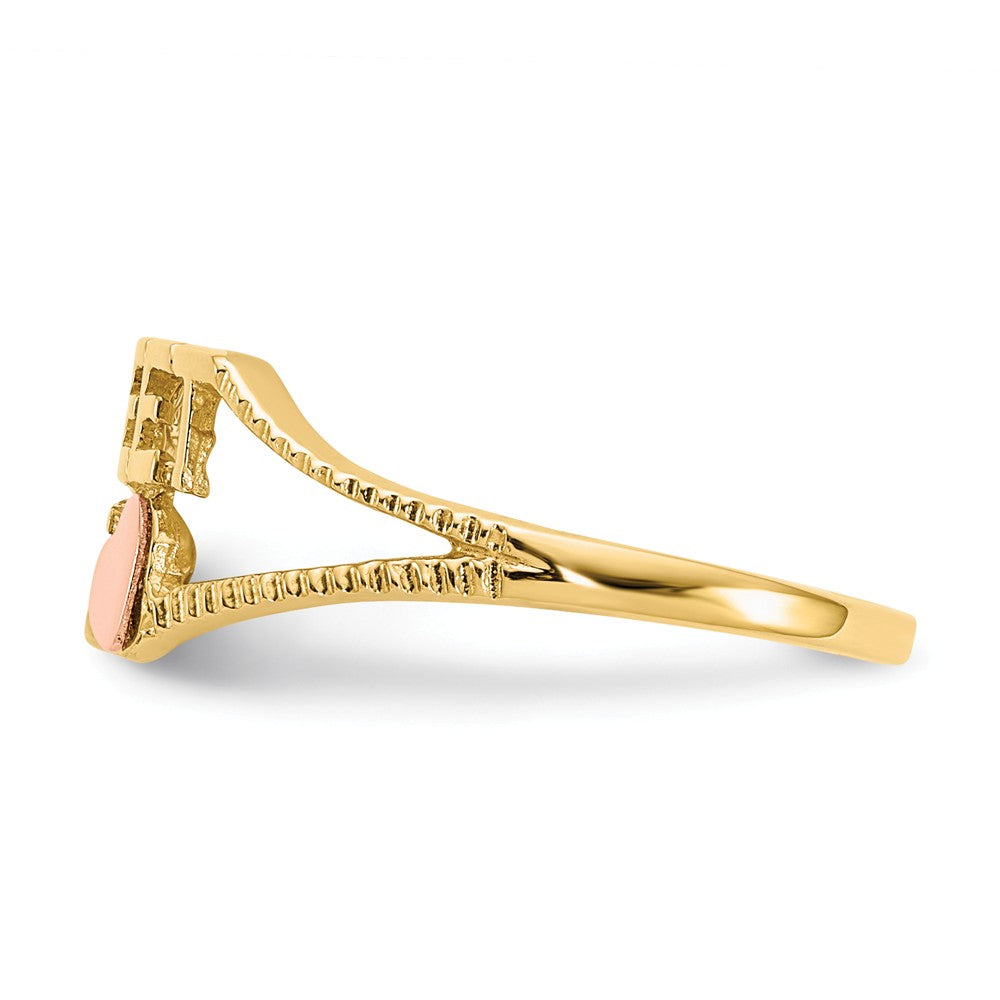 14K Two-Tone Gold Sweet 15 Heart Ring, Size: 6
