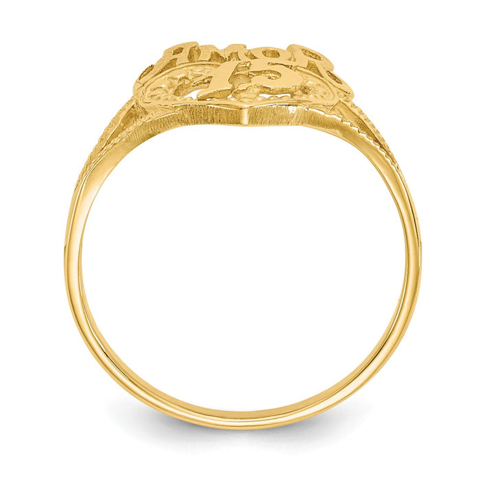 14k Yellow Gold 15 Amor Heart Ring, Size: 6