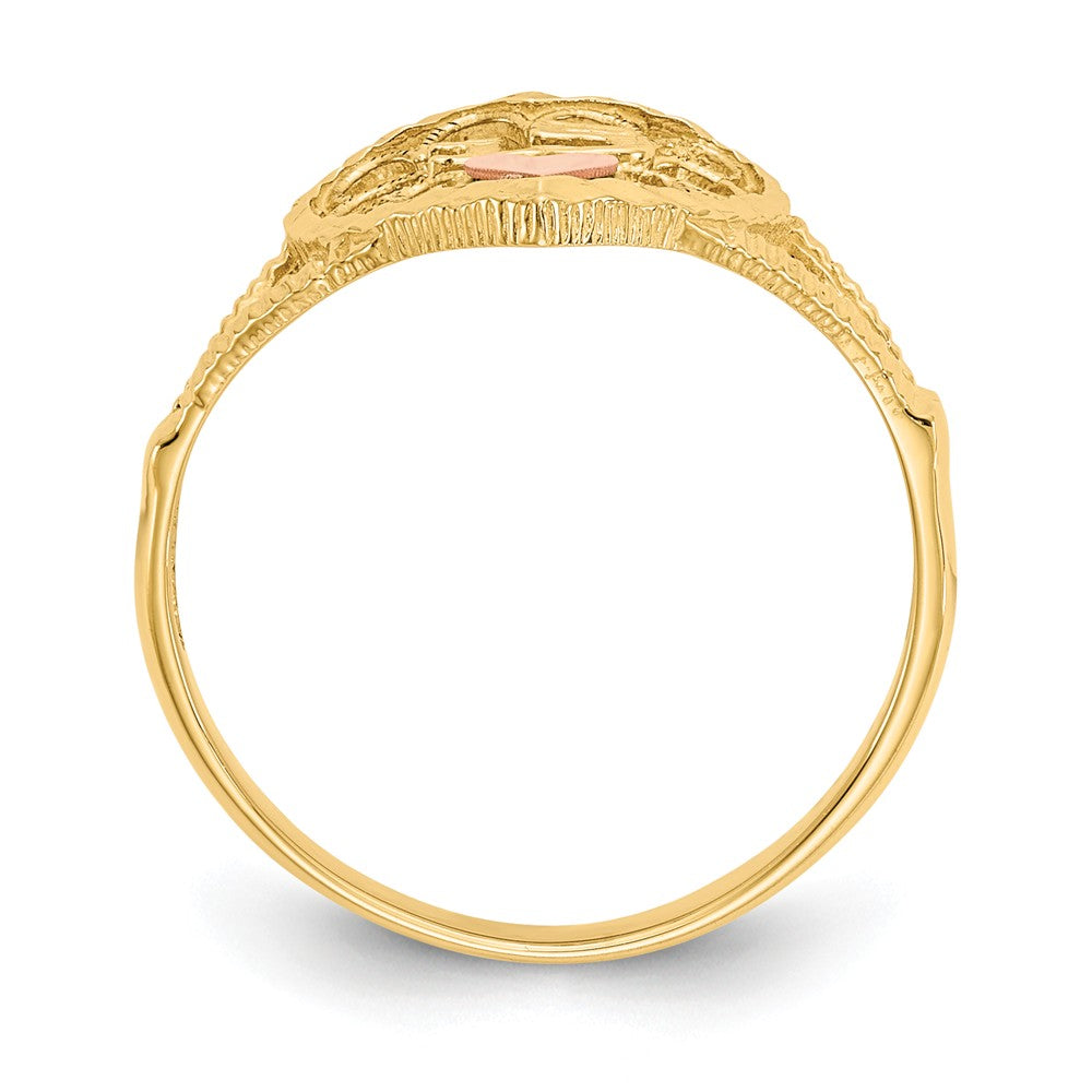 Anillo de corazón 15 en oro de dos tonos de 14K con corte diamante, talla: 6