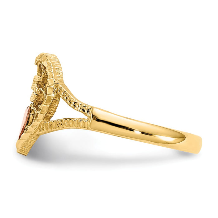 14K Two-Tone Gold Diamond-cut 15 Heart Ring, Size: 6