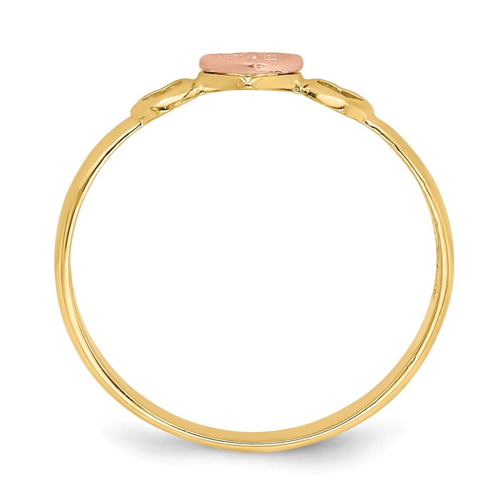 Anillo de corazones en oro rosa y amarillo de 14k, Talla: 6