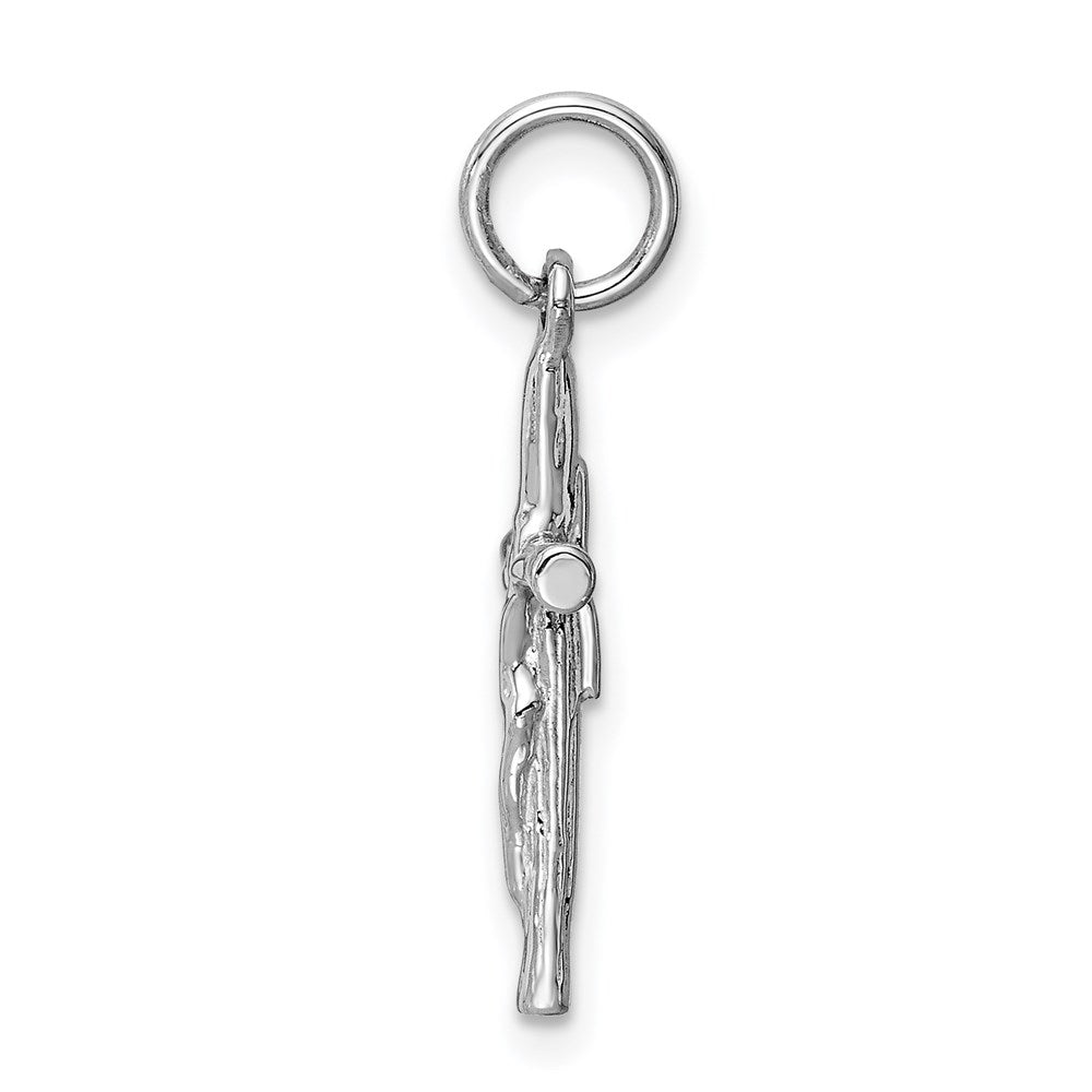 Million Charms 14K White Gold Themed Relgious Crucifix Pendant