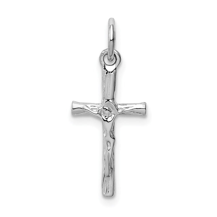 Million Charms 14K White Gold Themed Relgious Crucifix Pendant