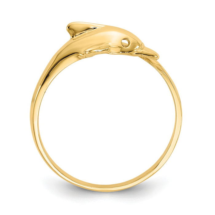 14k Yellow Gold Dolphin Ring, Size: 6