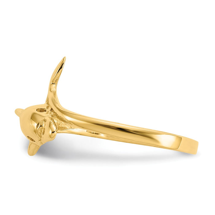 14k Yellow Gold Dolphin Ring, Size: 6