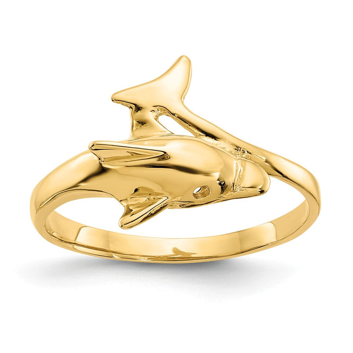 14k Yellow Gold Dolphin Ring, Size: 6