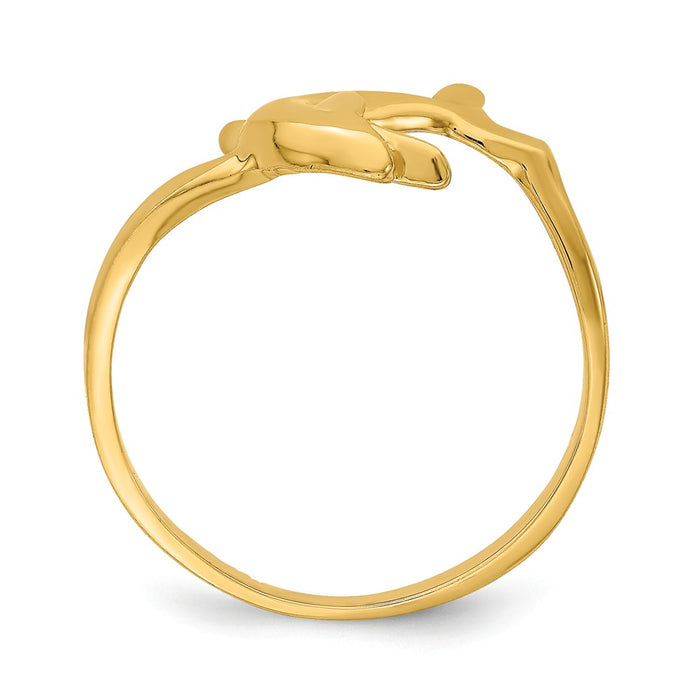 14k Yellow Gold Dolphin Ring, Size: 6