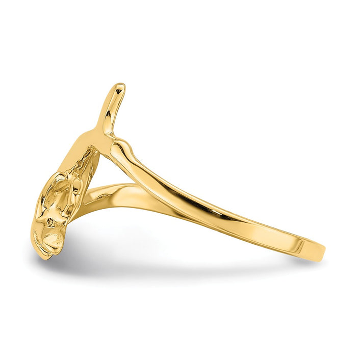 14k Yellow Gold Dolphin Ring, Size: 6