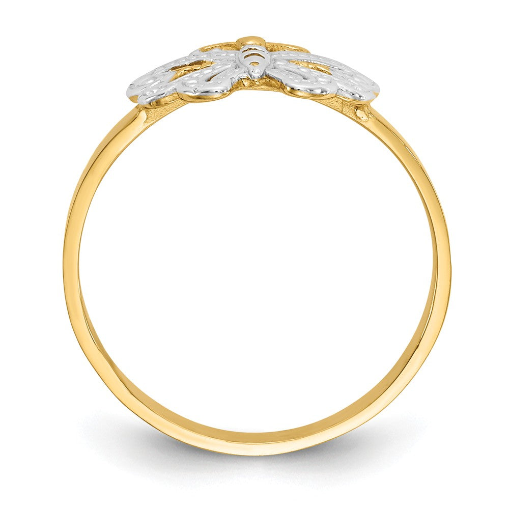 14k & Rhodium Butterfly Ring, Size: 6