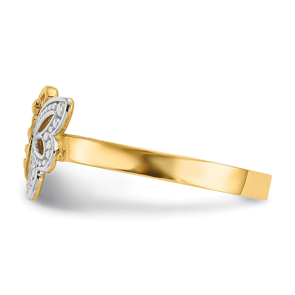 14k & Rhodium Butterfly Ring, Size: 6