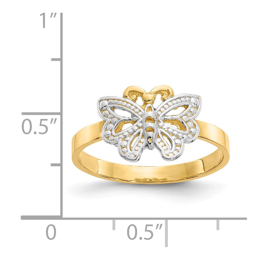 14k & Rhodium Butterfly Ring, Size: 6