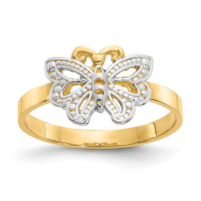 14k & Rhodium Butterfly Ring, Size: 6