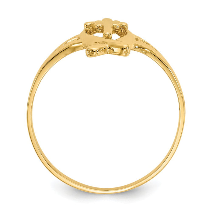 14k Yellow Gold Ichthus with Cross Ring, Size: 6