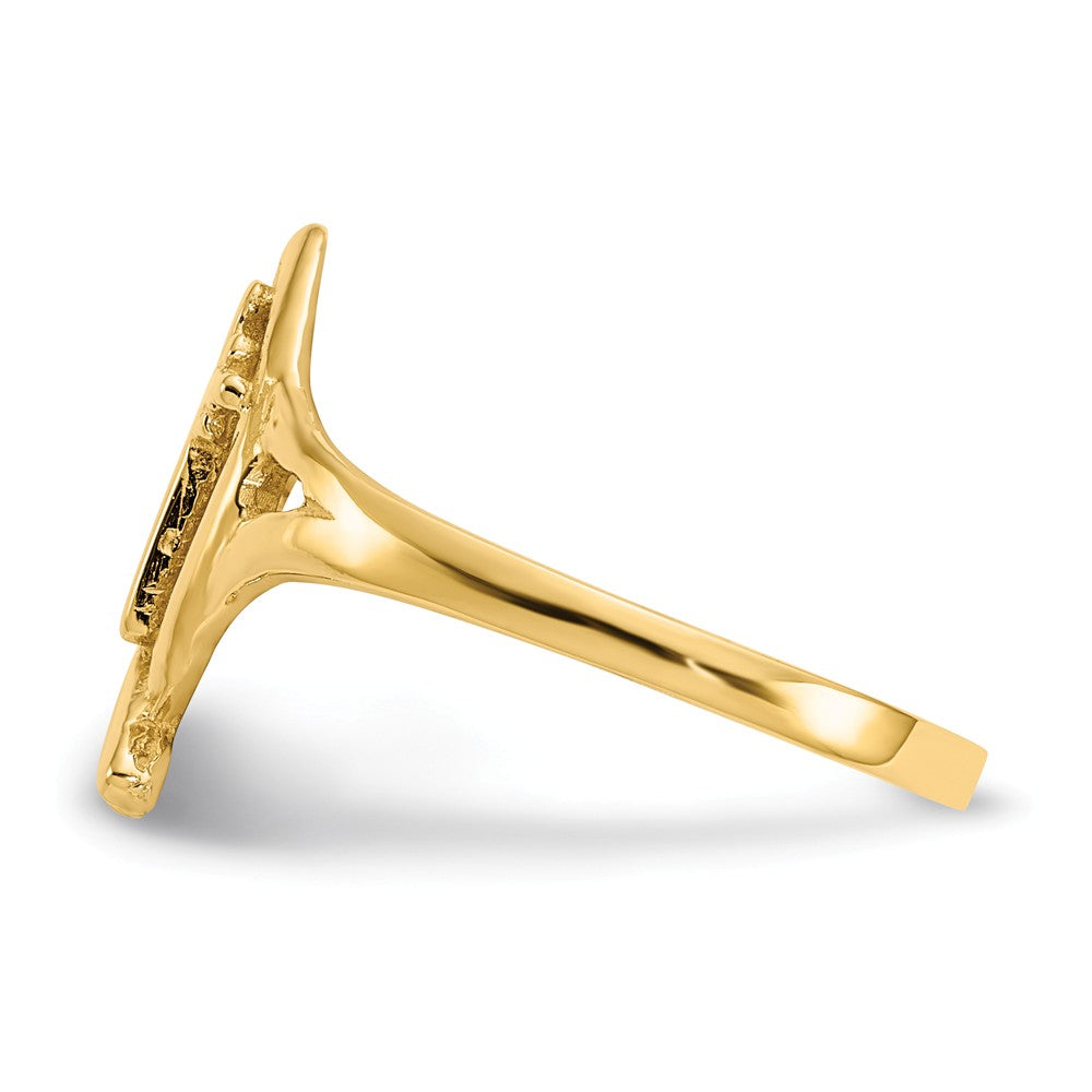 Anillo de ichthys con cruz en oro amarillo de 14k, talla: 6