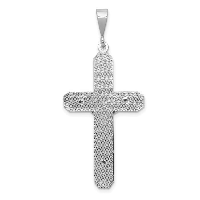 Million Charms 14K White Gold Themed Relgious Crucifix Pendant