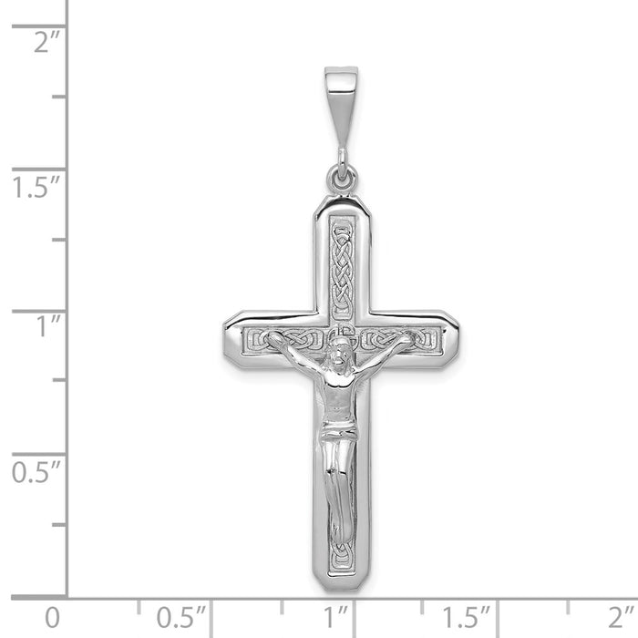 Million Charms 14K White Gold Themed Relgious Crucifix Pendant