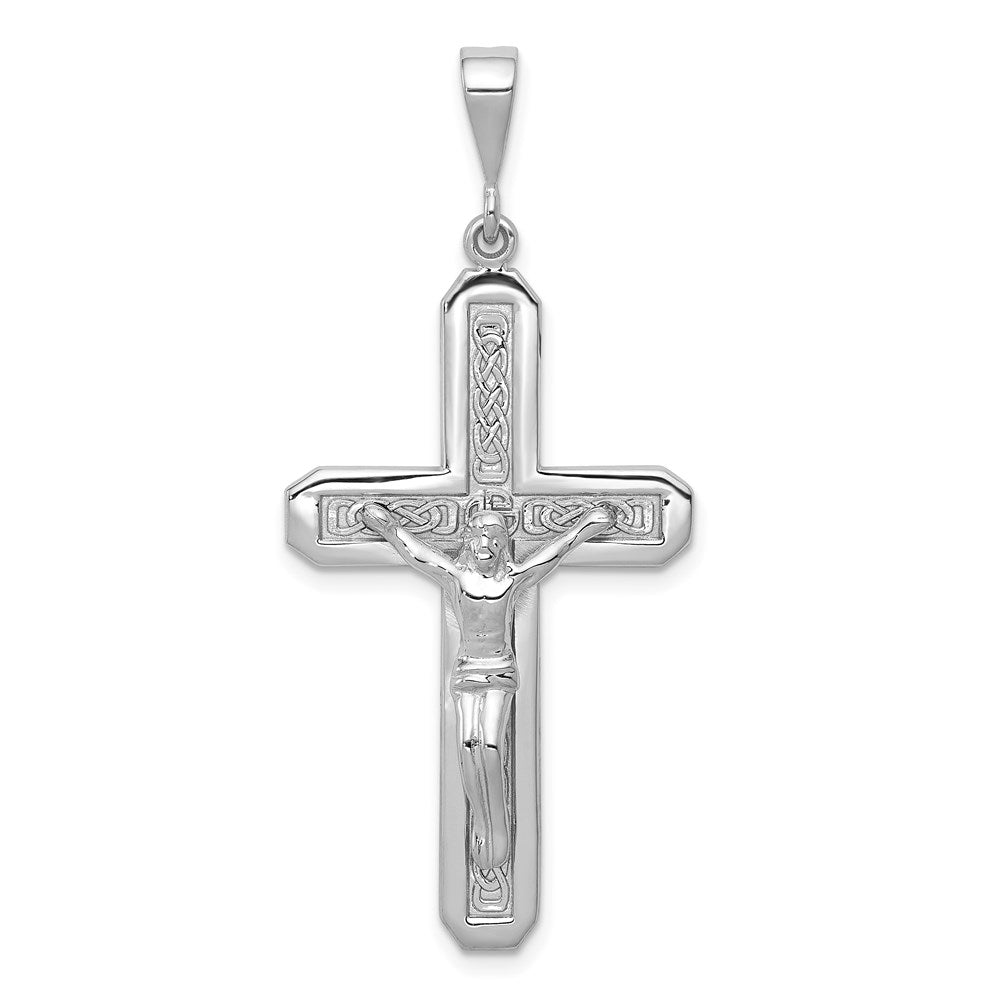 Million Charms 14K White Gold Themed Relgious Crucifix Pendant