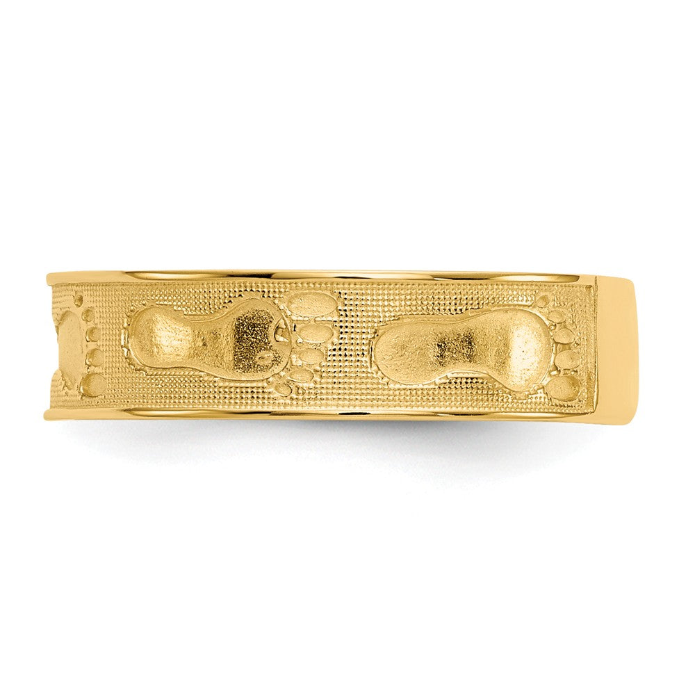 Anillo de huellas en la arena de oro amarillo de 14 quilates, talla: 6