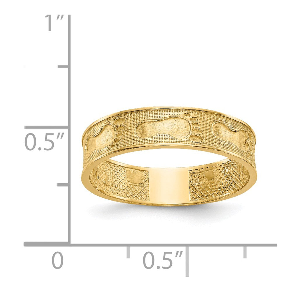 Anillo de huellas en la arena de oro amarillo de 14 quilates, talla: 6