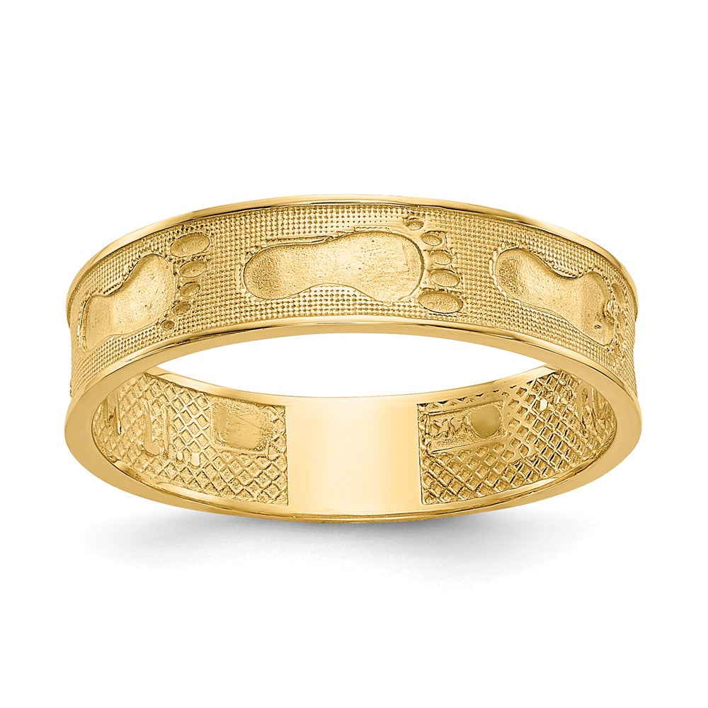 Anillo de huellas en la arena de oro amarillo de 14 quilates, talla: 6